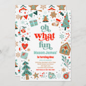 Oh What Fun Christmas Birthday Party 招待状 (正面/裏面)