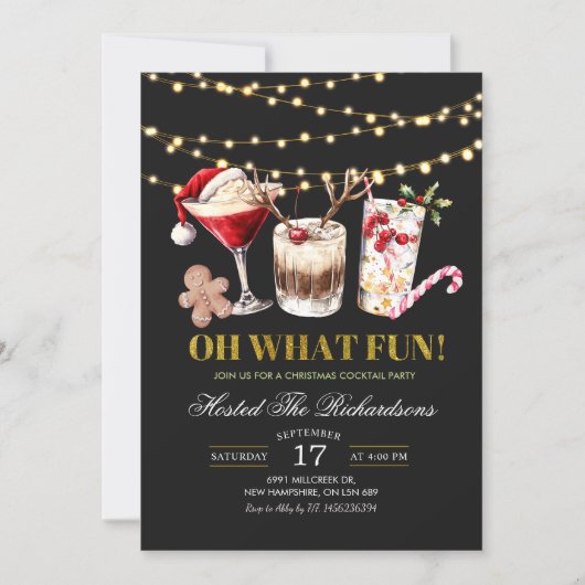 Oh What Fun Christmas Cocktail Party 招待状 (正面)