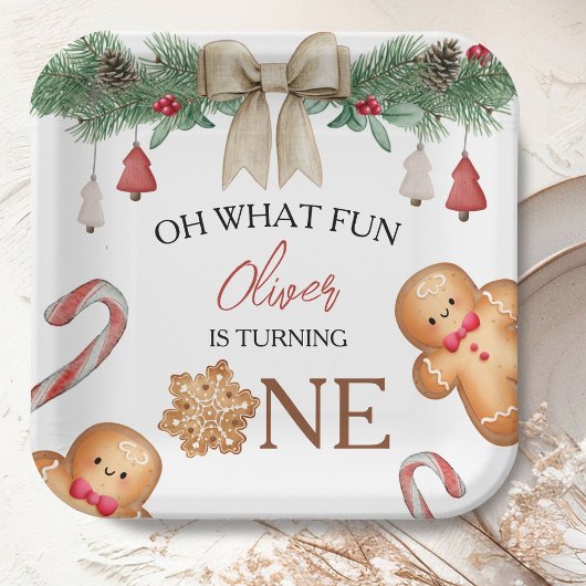 Oh What Fun Christmas Cookies 1st Birthday ペーパープレート