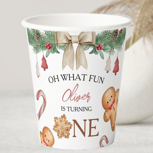 Oh What Fun Christmas Cookies 1st Birthday Paper 紙コップ