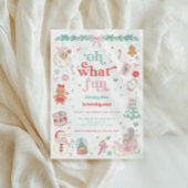 Oh What Fun Christmas First Birthday Invitation 招待状
