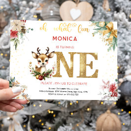 Oh what fun christmas first birthday invitation 招待状