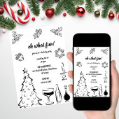 Oh What Fun Christmas,Hand Drawn Christmas 招待状