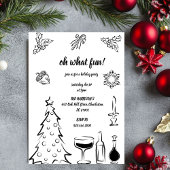 Oh What Fun Christmas,Hand Drawn Christmas 招待状