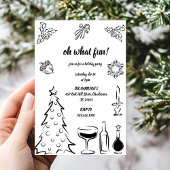 Oh What Fun Christmas,Hand Drawn Christmas 招待状