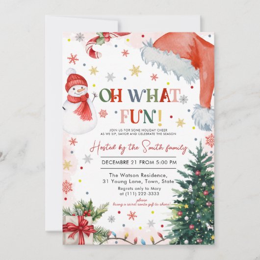 Oh What Fun Christmas holiday Party 招待状 (正面)