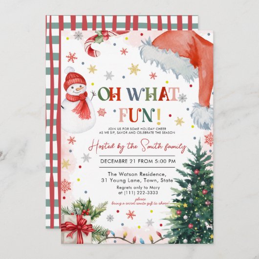 Oh What Fun Christmas holiday Party 招待状 (正面/裏面)
