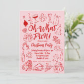 Oh What Fun Christmas Invitation Pink and red 招待状 (スタンド正面)