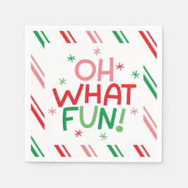 Oh What Fun Christmas Paper Napkin スタンダードカクテルナプキン
