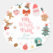 Oh What Fun Christmas Party Girl 1st Birthday  ラウンドシール (正面)