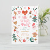 Oh What Fun Christmas Party Girl 1st Birthday  招待状 (スタンド正面)