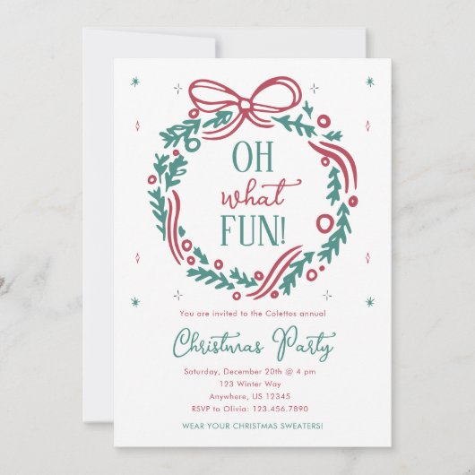 Oh What Fun Christmas Party Invitation  招待状 (正面)