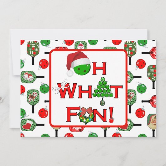 Oh What Fun Christmas Pickleball Party Holiday シーズンカード (正面)