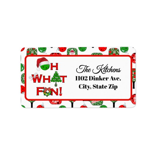 Oh What Fun Christmas Pickleball Party Holiday ラベル (正面)