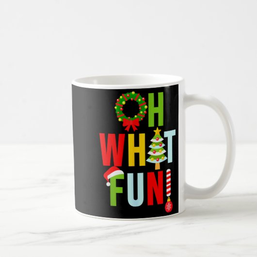 Oh What Fun Christmas With Wreath And Tree  コーヒーマグカップ (右)