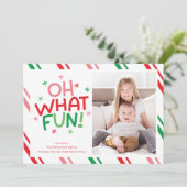 Oh What Fun Colorful Photo Christmas Card シーズンカード (スタンド正面)