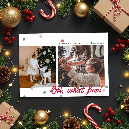 Oh, What Fun Confetti Dots- Flat Holiday Card シーズンカード