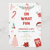 Oh What Fun Cute Kids Christmas Party Invitations 招待状 (正面/裏面)