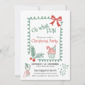 Oh What Fun Doodle Christmas Cocktail Party  招待状 (正面)