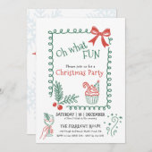 Oh What Fun Doodle Christmas Cocktail Party  招待状 (正面/裏面)
