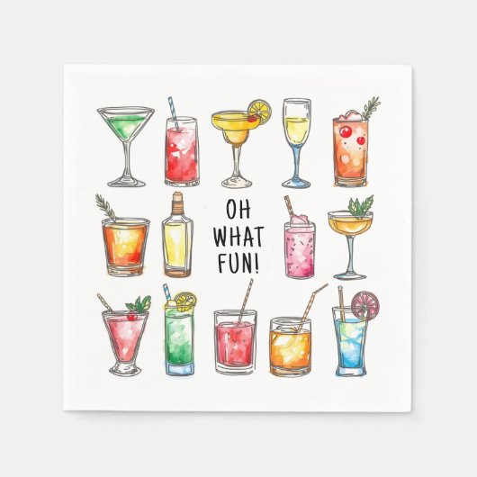 Oh What Fun Drink Doodles Christmas Cocktail スタンダードカクテルナプキン (正面)