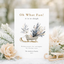 Oh What Fun Elegant Sleigh Floral Photo Christmas