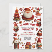 OH What Fun Festive Christmas Kids' Birthday Party 招待状 (正面)