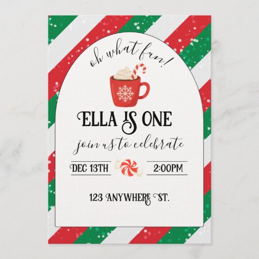 oh what fun! first birthday invitation 招待状 (正面)