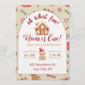 Oh what fun! first birthday invitation 招待状 (正面)