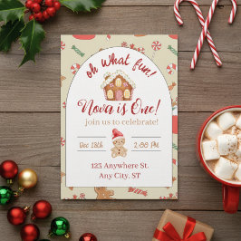 Oh what fun! first birthday invitation 招待状