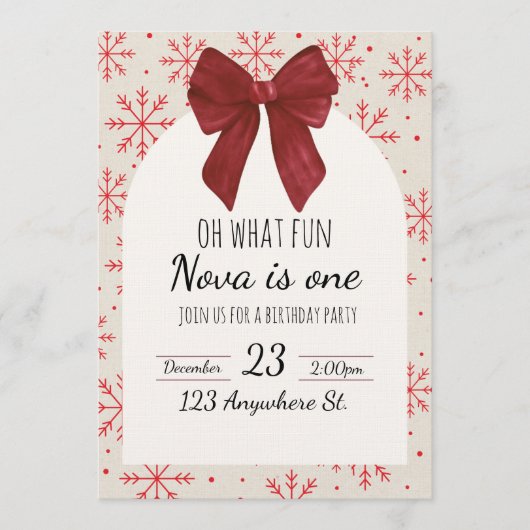 oh what fun! first birthday invitation 招待状 (正面)