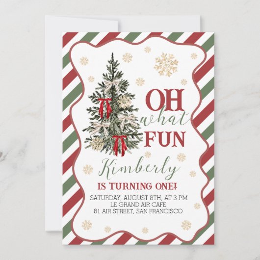 Oh What Fun First Birthday Invite 招待状 (正面)