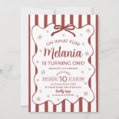 Oh What Fun First Birthday Invite Red 招待状 (正面)