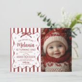 Oh What Fun First Birthday Photo Invite 招待状 (スタンド正面)