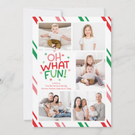 Oh What Fun Five Photo Colorful Christmas シーズンカード