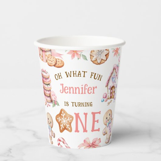 Oh What Fun Gingerbread 1st Birthday 紙コップ (正面)