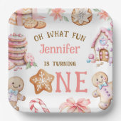 Oh What Fun Gingerbread 1st Birthday Girl ペーパープレート (正面)