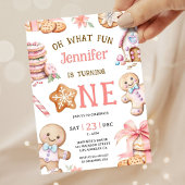 Oh What Fun | Gingerbread 1st Birthday Girl 招待状