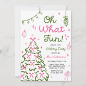 Oh What Fun Hand Drawn Christmas Holiday Party 招待状 (正面)