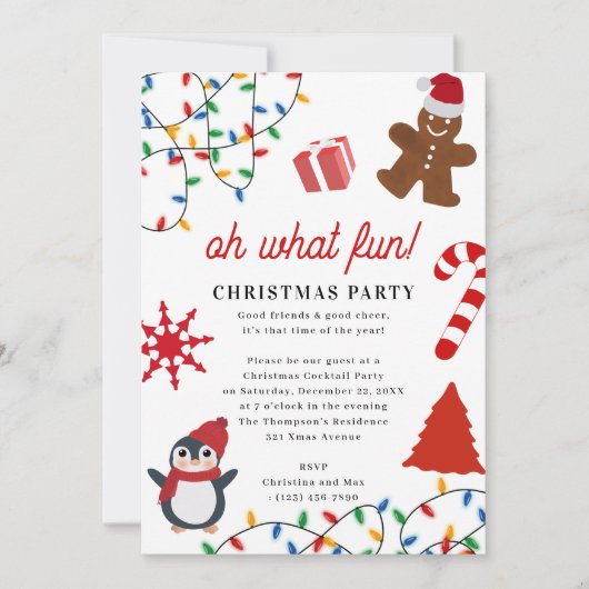 Oh What Fun! Holiday Kids Christmas Party 招待状 (正面)