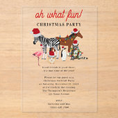 Oh What Fun! Holiday Kids Funny Christmas Party アクリル招待状 (正面)