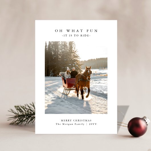 Oh What Fun Horse Sleigh Ride Photo Christmas Card シーズンカード