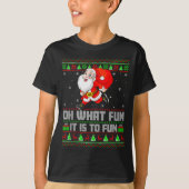 Oh What Fun Is It To Run Funny Santa Running Ugly  Tシャツ (正面)