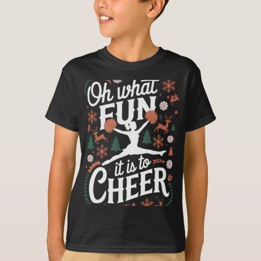 Oh What Fun It Is To Cheer Ugly Cheerleading Xmas Tシャツ (正面)