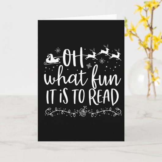 Oh What Fun It Is To Read Librarian Christmas Book カード (黄色い花)