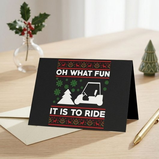 Oh What Fun It Is To Ride Golf Cart Christmas サンキューカード