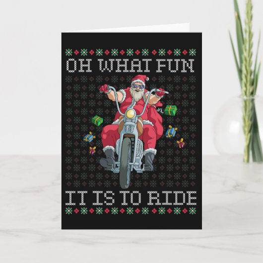 Oh What Fun It Is To Ride Motorcycle Christmas Gif カード (正面)