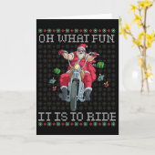 Oh What Fun It Is To Ride Motorcycle Christmas Gif カード (黄色い花)