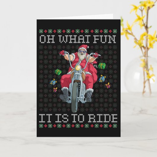 Oh What Fun It Is To Ride Motorcycle Christmas Gif カード (黄色い花)