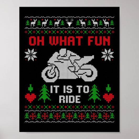 Oh What Fun It Is To Ride Motorcycle Ugly Christma ポスター (正面)